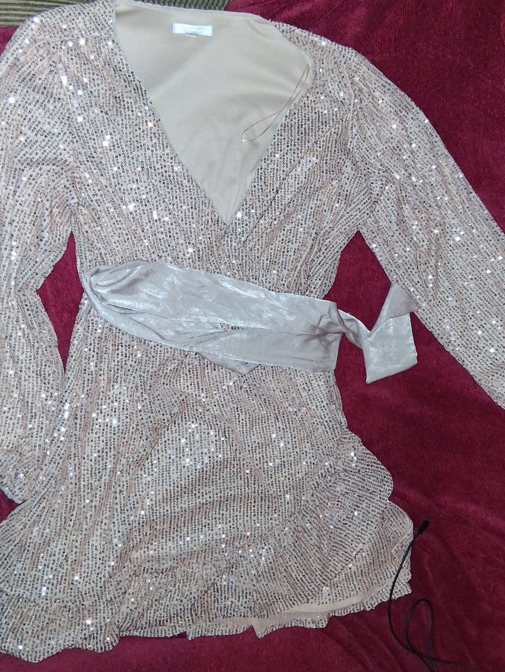 LC Lauren Conrad Tara Tan Party Mini Dress.Size Large Women's - Picture 2 of 12